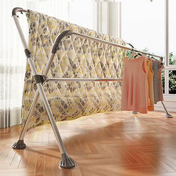 Adjustable Clothes Drying Rack, Floor-Standing Folding Indoor Household Balcony Clothes Rack, Outdoor Clothes Drying Rack, Telescopic Rod for Drying Quilts