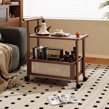 Sofa Side Cabinet Retro Snack Mobile Second-Hand Wheeled Trolley Storage Rack Small Bedside Table Coffee Table Table