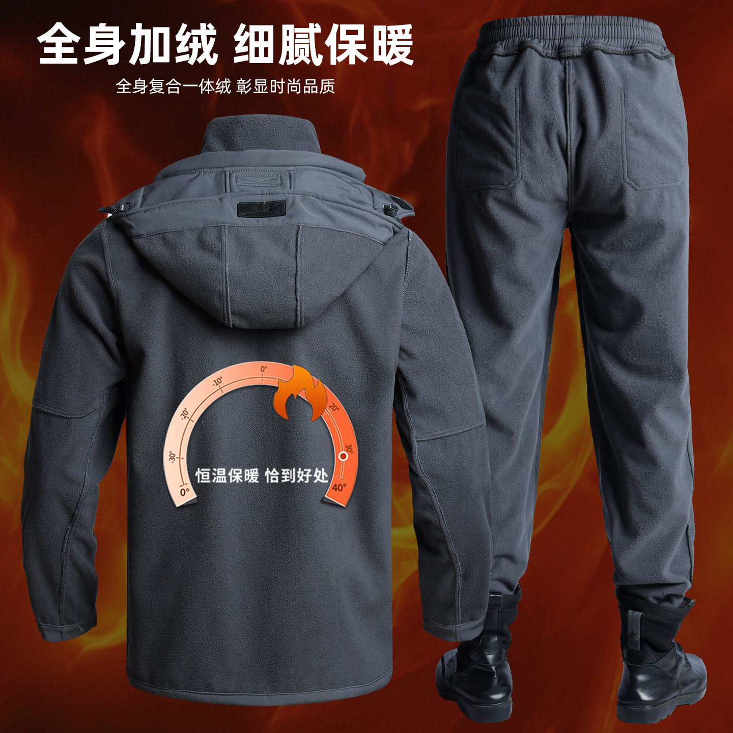 Camouflage Tactical Softshell Jacket Suit for Men, Waterproof Outdoor Fleece-Lined Autumn and Winter Workwear, Cycling, Labor Protection, and Warm