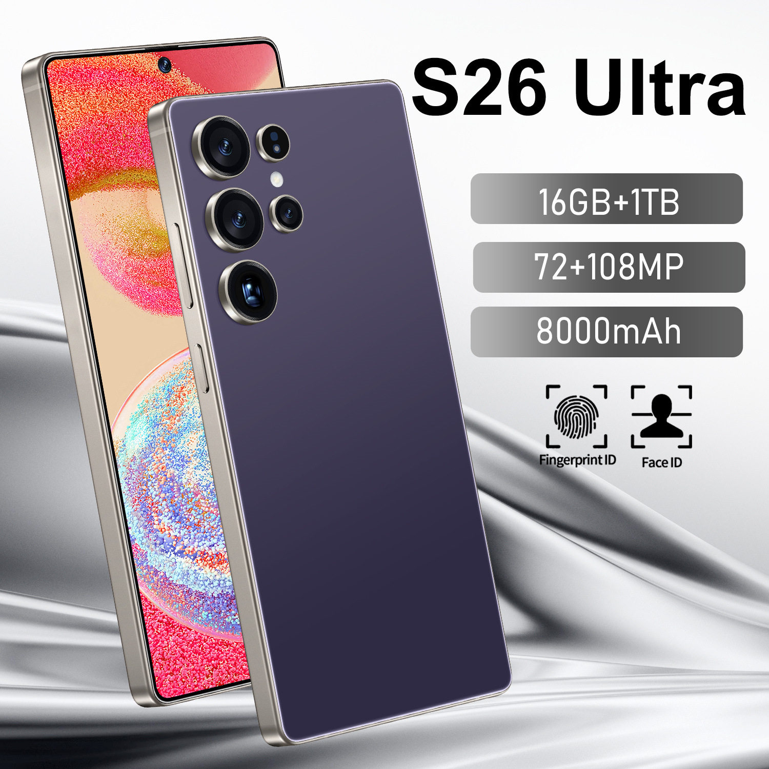 TK热销S26 Ultra真4G 16+1TBGB跨境手机 7.3寸直角屏外贸智能手机