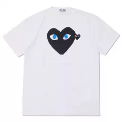 Amazon's Hot-Selling Japanese Style Heart Trendy Brand Short Tshirt Men's Youthful Style Round Neck Pure White Short Sleeves