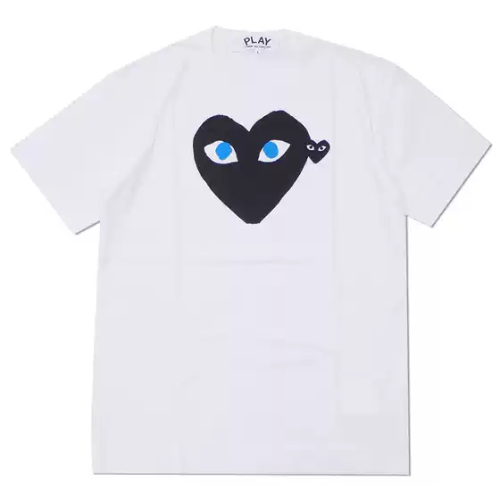 Amazon's Hot-Selling Japanese Style Heart Trendy Brand Short Tshirt Men's Youthful Style Round Neck Pure White Short Sleeves