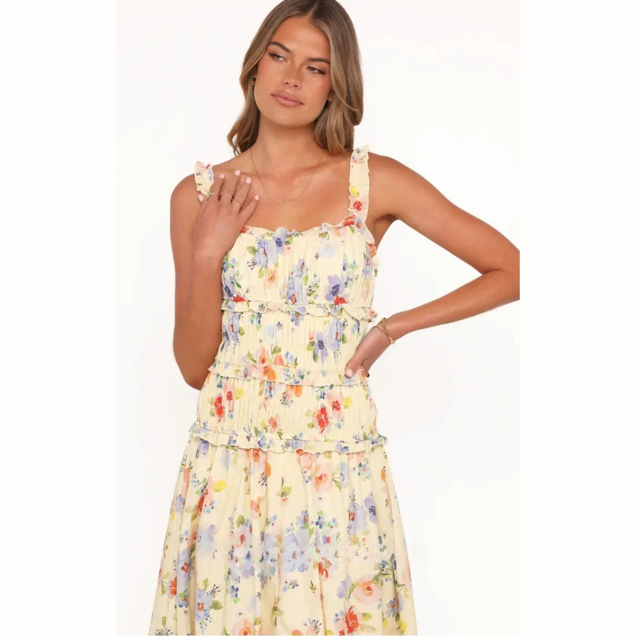 Floral High Waisted Dress Sleeveless Casual Soft Style Spring Summer Collection Wholesale Available