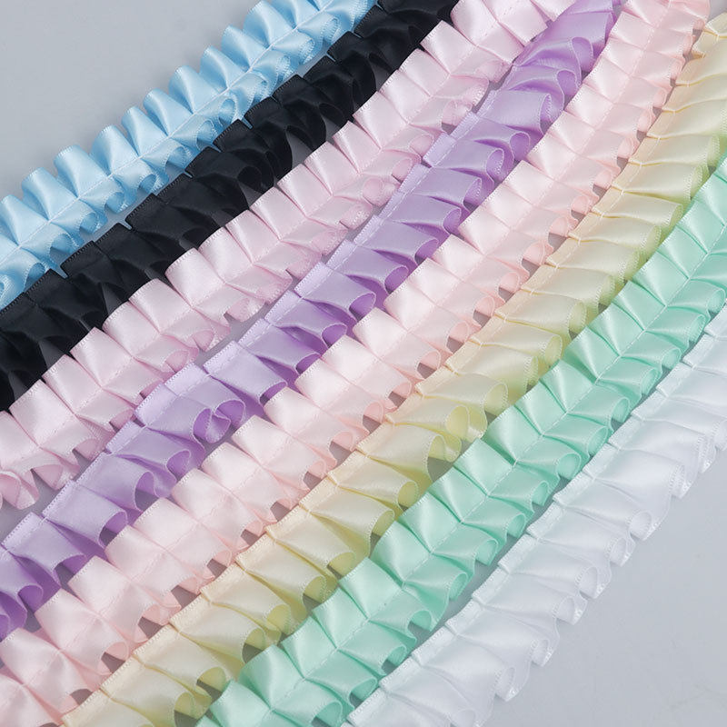 2.5cm Bilateral Polyester Wrinkle Lace Accessories DIY Bags Should Aid Brand Doll Craft Hat in stock Accessories