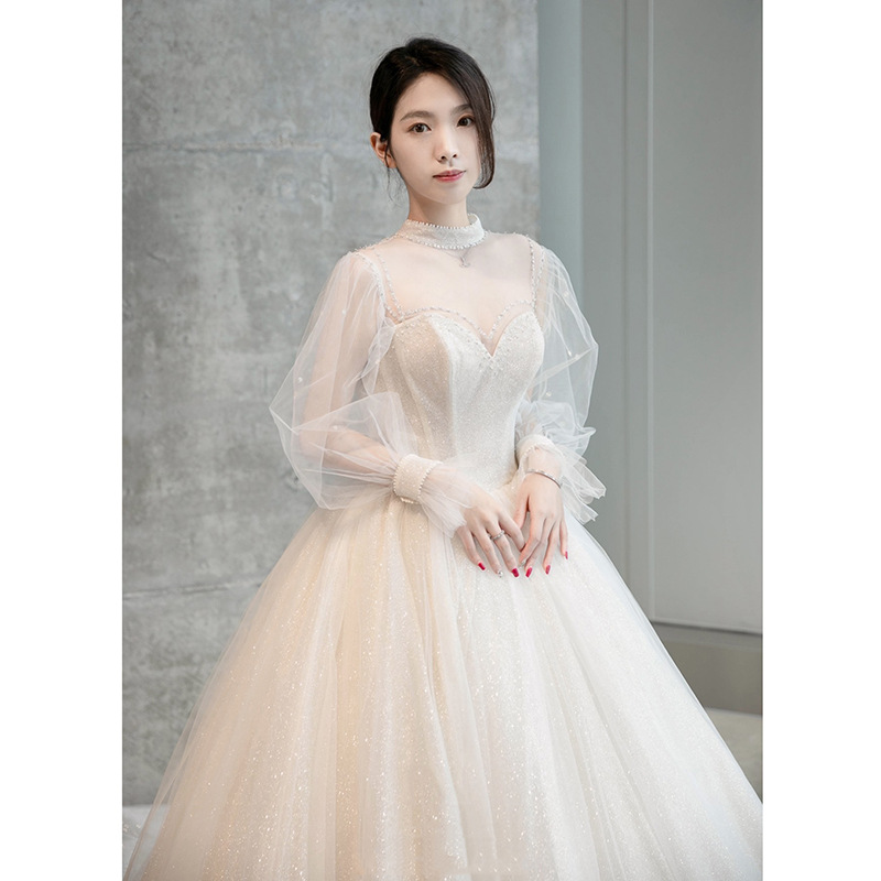 Light Zhuhun Yarn 2022New Sweet Bride Simple Show Thin Drag Tail Forest Department Exceed Immortal Dream Little Light Yarn  轻主婚纱2022新款甜美新娘简约显瘦拖尾森系超仙梦幻小个子轻婚纱 Light Zhuhun Yarn 2022New Sweet Bride Simple Show Thin Drag Tail Forest Department Exceed Immortal Dream Little Light Yarn 