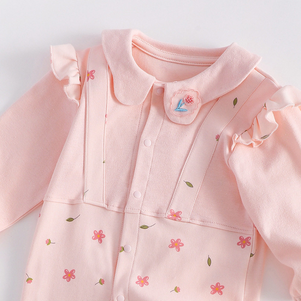 Baby clothes spring and autumn pure cotton men and women Baby floral jumpsuit long sleeve romper air conditioning clothes source manufacturer
