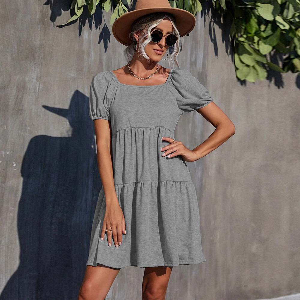 Knitted Square Neck Dress Simple Style Solid Color Elegant Fit Perfect for Casual or Formal Occasions Wholesale