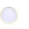 Manufacturer Wholesale 7.5inch White Gold-Stamped Round Ps Plastic Plates, Dinner Plates, Hot Pot Plates, Snack Fruit Plates for Commercial Use