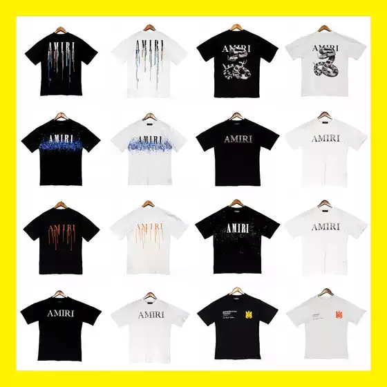 Cross-border wholesale correct version am splash ink flow paint camouflage starry graffiti letters short sleeve high street sweethearts T-shirt iri