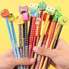 Cartoon Hb Pencil with Eraser Head Set Cute Kidsren Primary School Students Kindergarten School Supplies Stationery Gifts