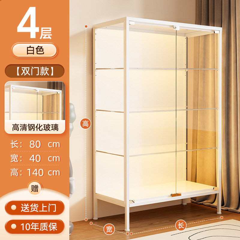 手办柜玻璃展示柜痛柜带锁带门书柜防尘透明模型收纳柜玩具储物架