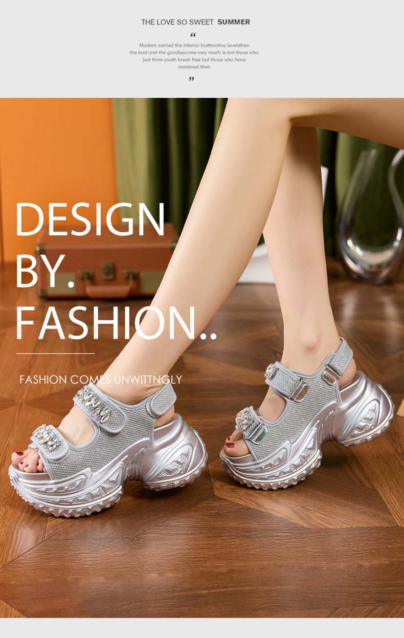 Dép sandal nữ xỏ ngón đế bệt lưới thoáng mùa hè — Đen, Bạc chi tiết 9