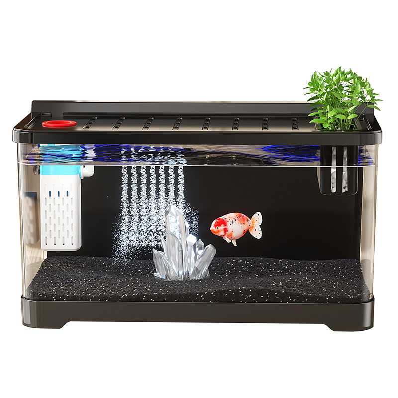 New Fish Tank Aquarium Living Room Ecological High-Definition Transparent Landscaping Household Lazy Oxygen Production Filter Plastic Goldfish Tank