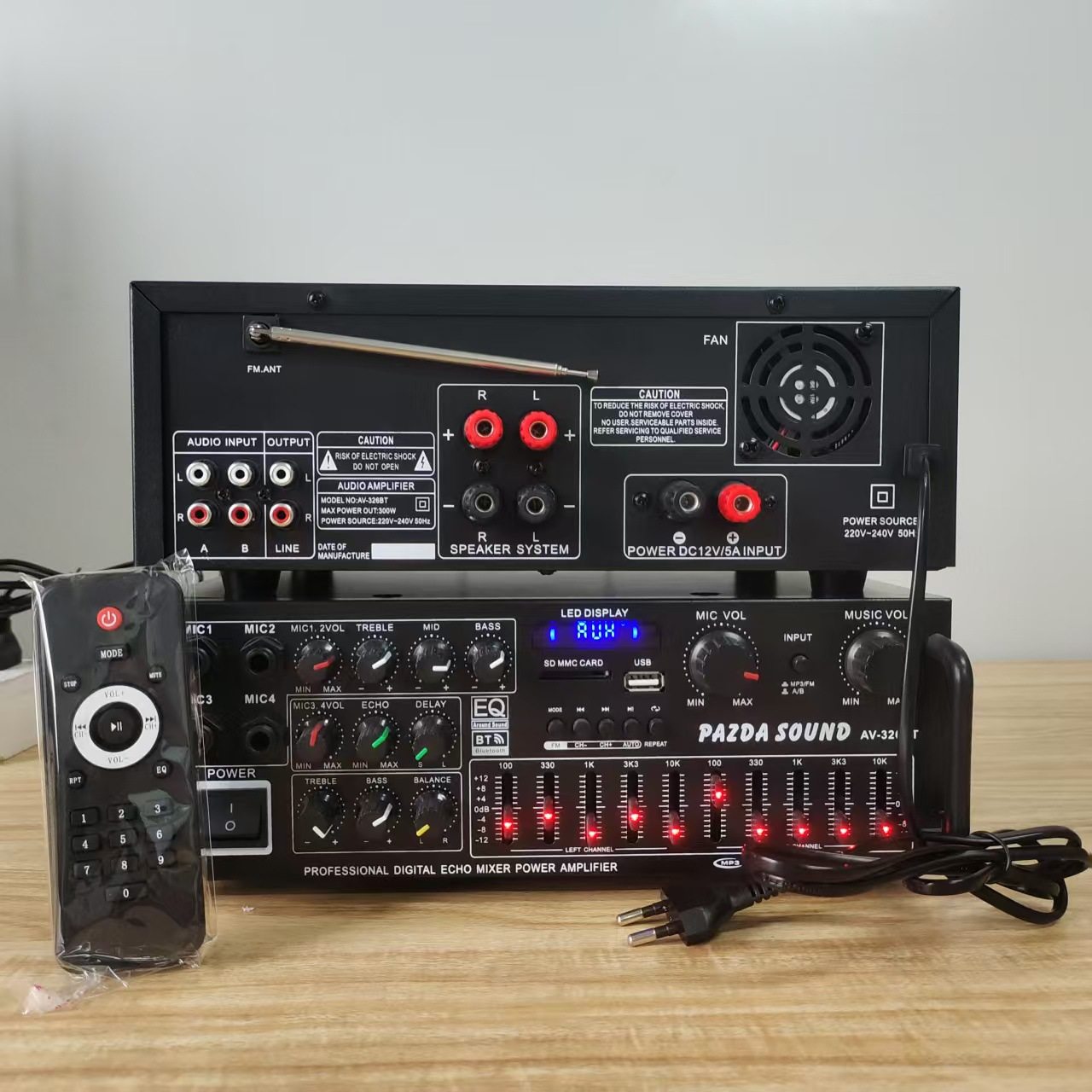 Best-Selling High-Power Home Amplifier 12V/220V Bluetooth Eq Equalizer Car Outdoor Karaoke Dual-Purpose Power