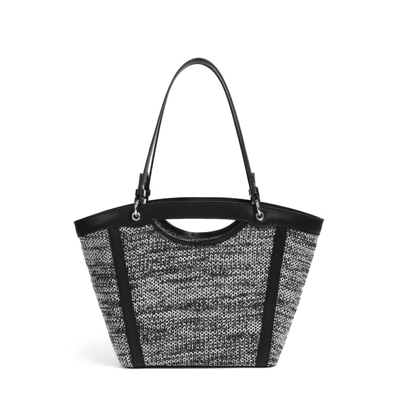 Túi tote nữ đan cói đi biển dáng xô quai đôi — W2285 # đen