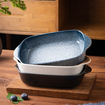 Heyangliang Roasted Rice Plate Household Ceramic Baking Bowl Western Food Plate Microwave Dish Bowl Baking Tableware Oven Bowl Baking Pan