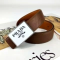Brown bark pattern silver buckle