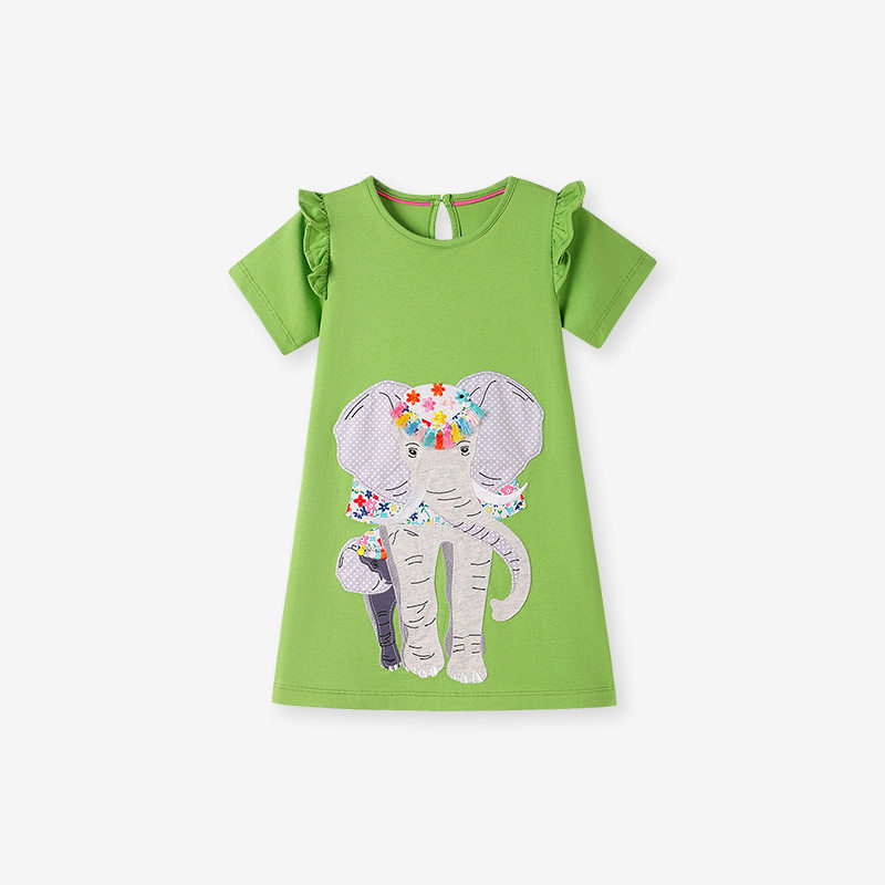 Direktversorgung neues Sommerkleid, Kinder-Kurzarmkleid, Großhandel Cartoon-Baumwoll-Mädchenkleid