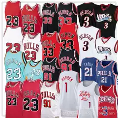 Wholesale foreign trade uniform 7-player team No. 3 Iverson basketball jersey male team retro mesh embroidered basketball uniform