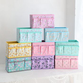 Japanese Oxford Cloth Girl's Table Sundries Collapsible Table Top Cosmetic Storage Box