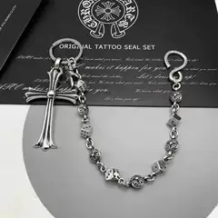 Vintage European and American Style Cross-Shaped Flower Buckle Waist Chain, Bag Chain, Personalized Retro Bag Hanging Chain, Thick Chain