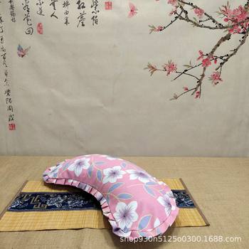Mai Crescent-shaped Lunch Break Pillow Modern Korean-style Coarse Cloth Pillowcase Floral Neck Pillowcase Single Pillow for Children