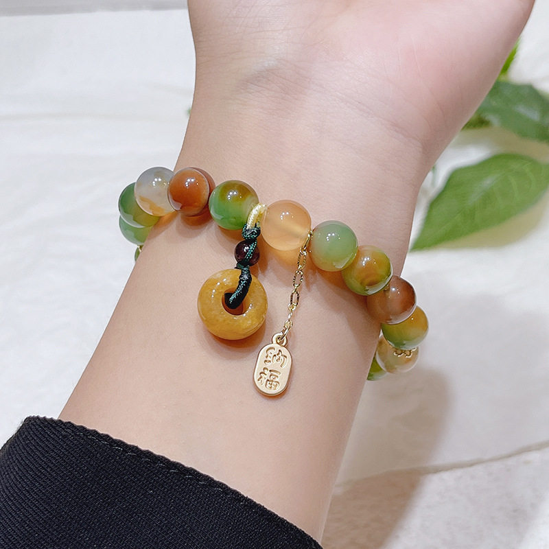 National style Nafu Peacock agate bracelet old mine yellow jade peace ring bracelet road pass agate bracelet wholesale