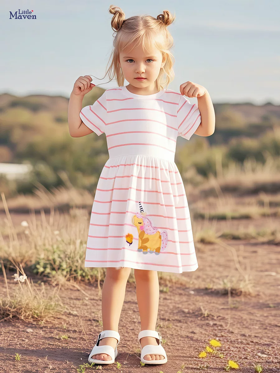 Girls' Summer Striped Cotton Dress Wholesale, Kids' Dress