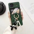 Small flower [green] diamond buckle pearl dog