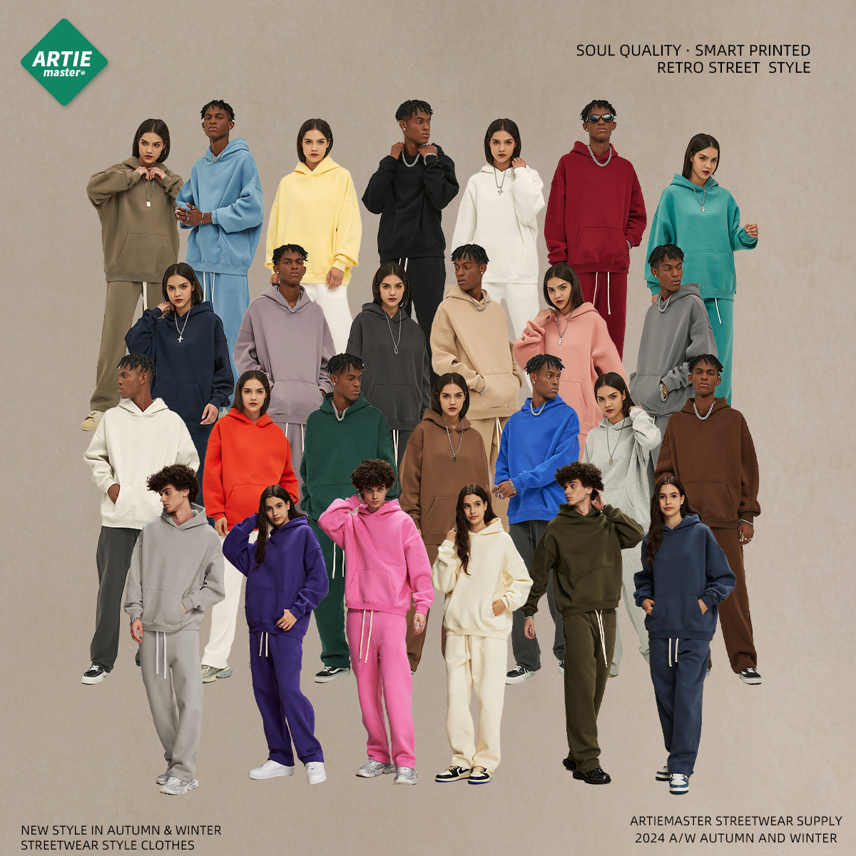 2025秋冬新品宽松加绒潮牌卫衣男oversize连帽潮牌男卫衣裤套装