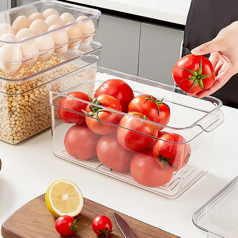 Refrigerator Storage Box for Fresh Food, Fruit and Vegetable Preservation, Divided Storage Box, Kitchen Storage, Stackable Egg Storage Box