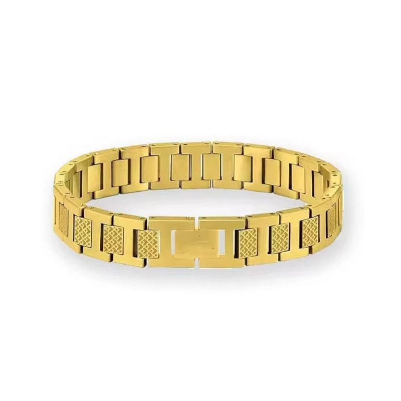 Cross-Border Hot-Selling Small Crocodile Titanium Steel Bracelet for Men, Light Luxury, High-End Feel, 18K Gold Adjustable Stainless Steel Magnetic Bracelet