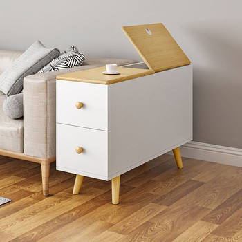 Side Table, Sofa Side Cabinet, Light Luxury Bedroom Tea Cabinet, Ultra-Narrow Living Room Simple Cabinet, Coffee Table, Corner Table, Movable White