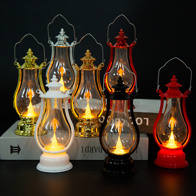 LED retro small oil lamp portable kerosene lamp small lantern electronic candle lamp creative holiday decoration gift wind lamp