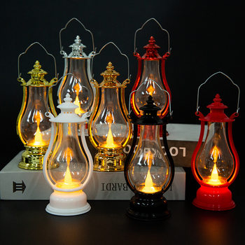 LED retro small oil lamp portable kerosene lamp small lantern electronic candle lamp creative holiday decoration gift wind lamp