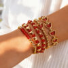 European and American Cross-Border Jewelry Bohemian Multi-Layered Crystal Heart Beaded Bracelet Valentine's Day Stacking Fashion Versatile