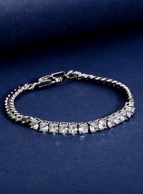 金澳女主播网红穿搭保色锆石拼接手链项链ins风简约朋克古巴链