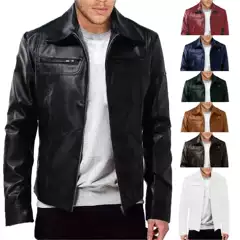 Foreign trade Europe and the United States men's PU leather 2025 new AliExpress Amazon motorcycle leather lapel coat jacket