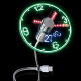 Умные usb-часы, маленький вентилятор, светодиодная подсветка времени, температурный шланг, гальванический вентилятор, модные и практичные креативные подарки