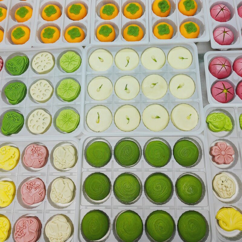 Pastry Hotel Baking Semi-Finished Frozen Peach Blossom Crisp Mung Bean Cake Cantonese Tea Snack Ingredients Commercial Dessert Sweets