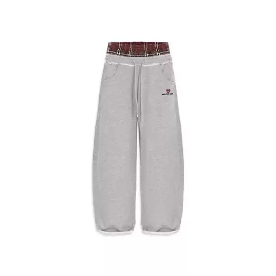 European and American Tk Cross-Border American Retro Striped Embroidered Sports Casual Pants Loose Unisex Double Waistband Faux Two-Piece Sweatpants