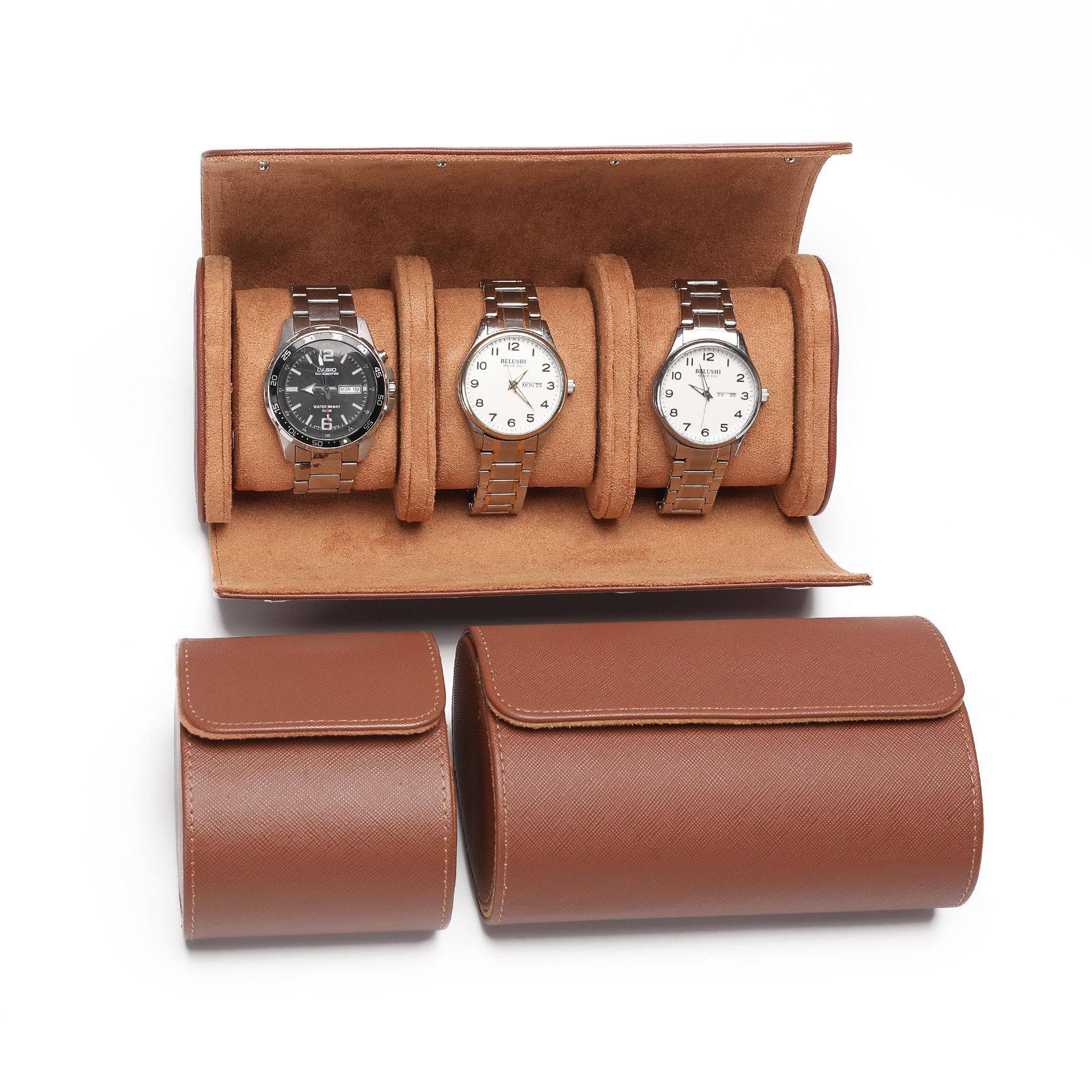 Spot Genuine Leather Texture Cross Pattern Pu Leather Watch Packaging Box 1 2 3 Watch Watch Watch Storage Box
