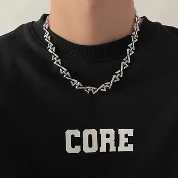 European and American Hip Hop Letter Z Stitching Necklace Punk High Street Men's All-match sweater chain pendant wholesale