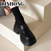 First-Layer Cowhide Thick-Soled Loafers for Women 2025 Autumn and Winter New Height-Increasing Genuine Leather Jk Small Leather 