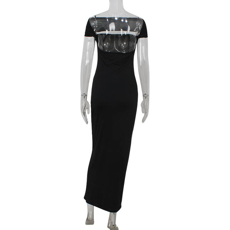 Off Shoulder Bodycon Dress Solid Color Backless Design Elegant Fit Perfect for Parties and Special Occasions