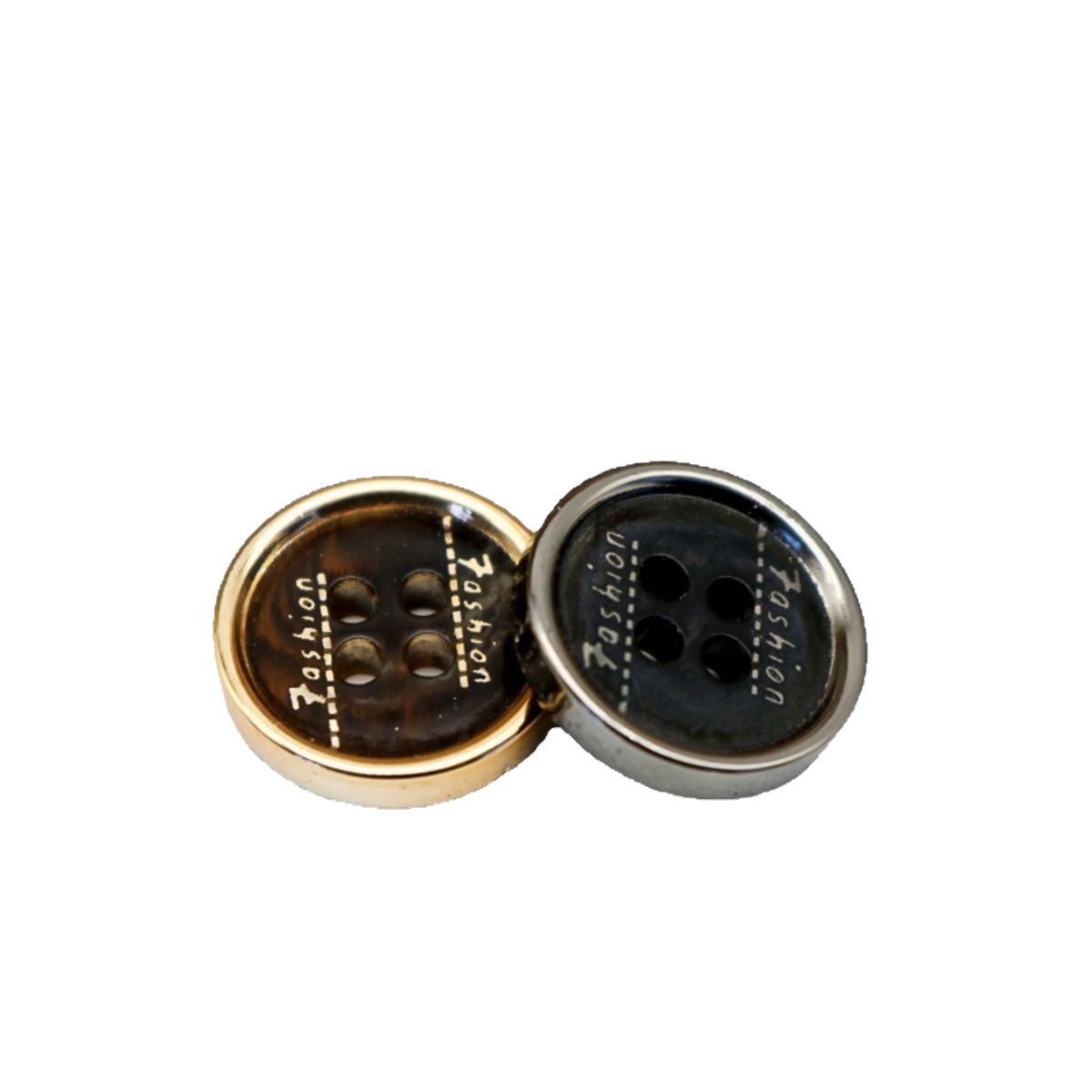 Four Eyes Thin Edge Brown/Black Bars Flower Single Side Electroplated Resin Button Shirt Cardigan Knit Button