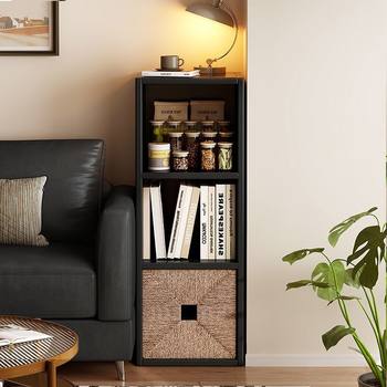 Retro Style Black Kalek Plaid Cabinet Storage Bookcase Integrated Wall Storage Rack Simple Tv Cabinet Storage Cabinet