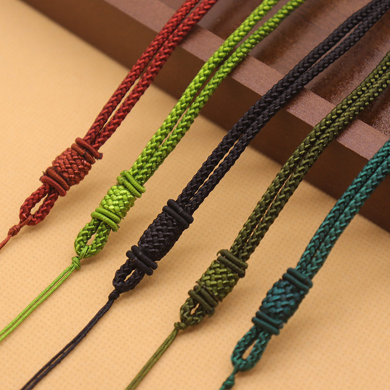 Factory direct supply simple jade diy woven jade lanyard beeswax necklace rope jewelry wholesale pendant lanyard