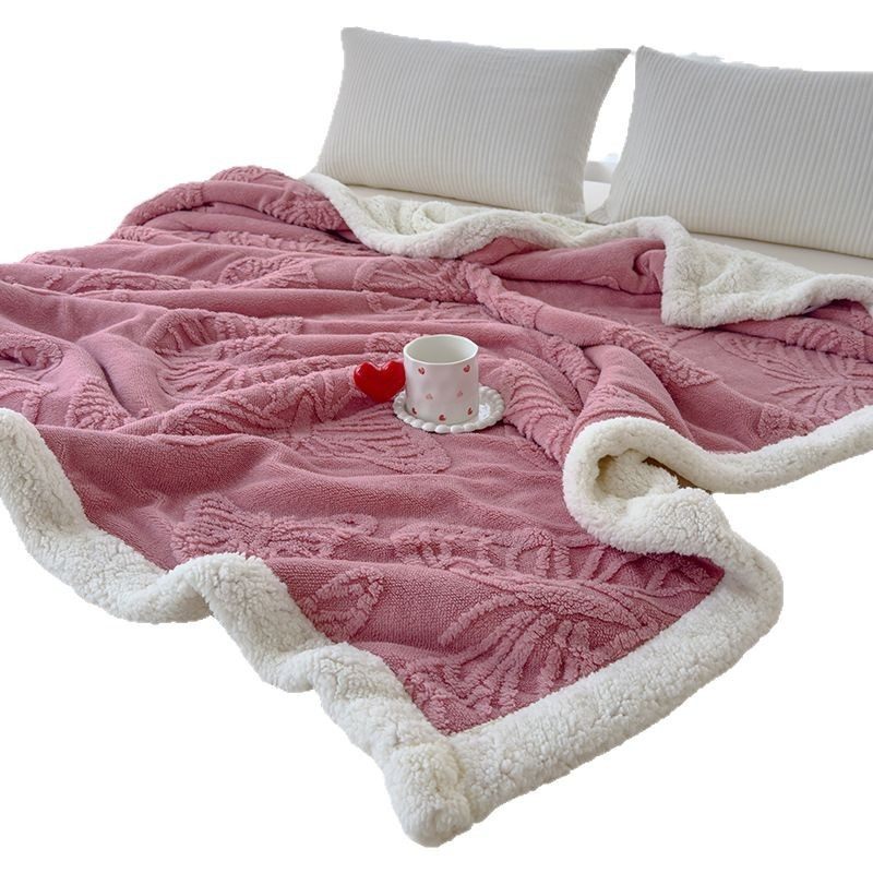 Cross-border Trade Solid Color Butterfly Jacquard Blanket Office Nap Blanket Sofa Double-sided Thickened Blanket Air Conditioning Blanket
