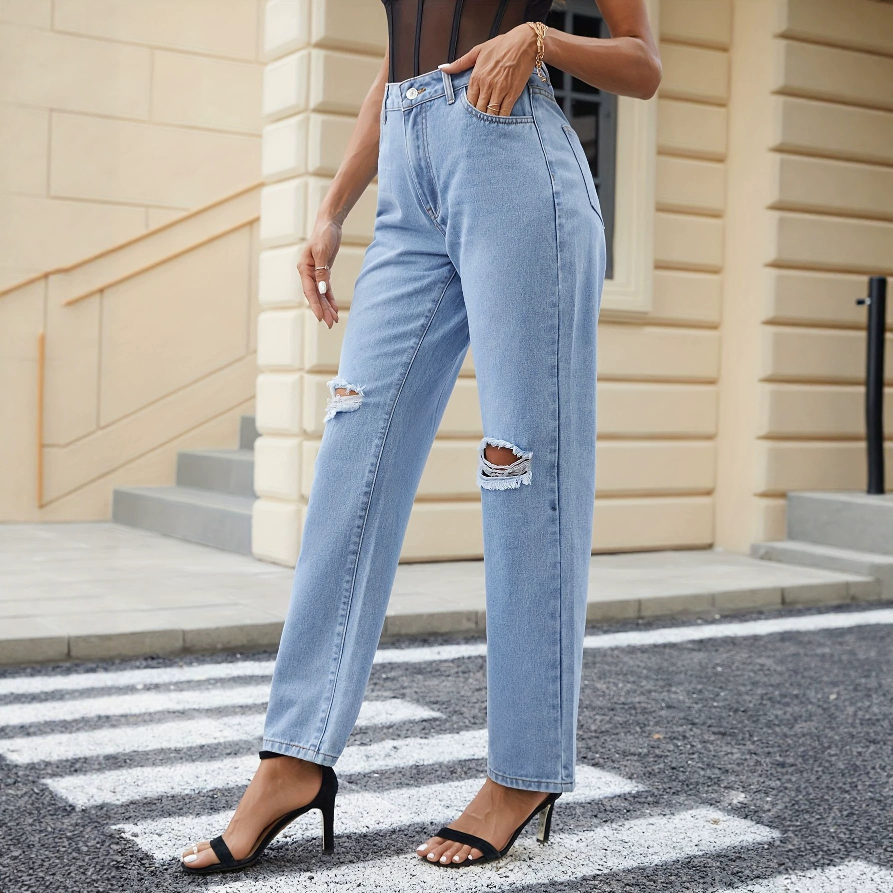 Wholesale Womens Jeans Blue Multiple Sizes OEM ODM Supplier